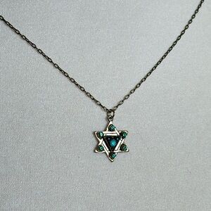 Firefly Jewelry Star of David Blue Stone Accent Rhinestone Necklace